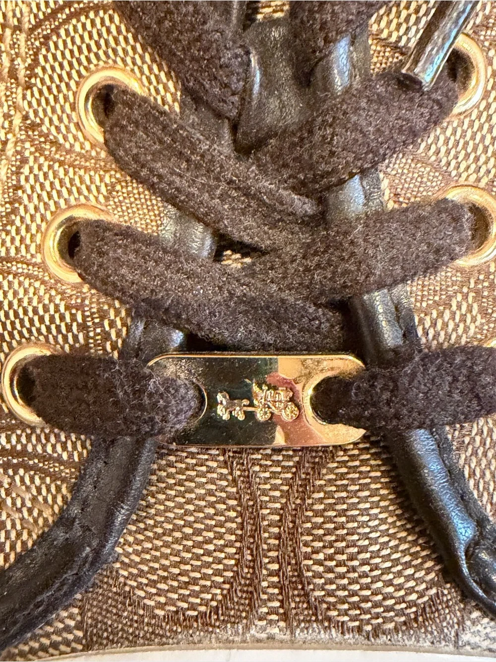 Vintage Coach Empire Brown Canvas Monogram Logo Lace Up Sneakers Low Top - Picture 7 of 8